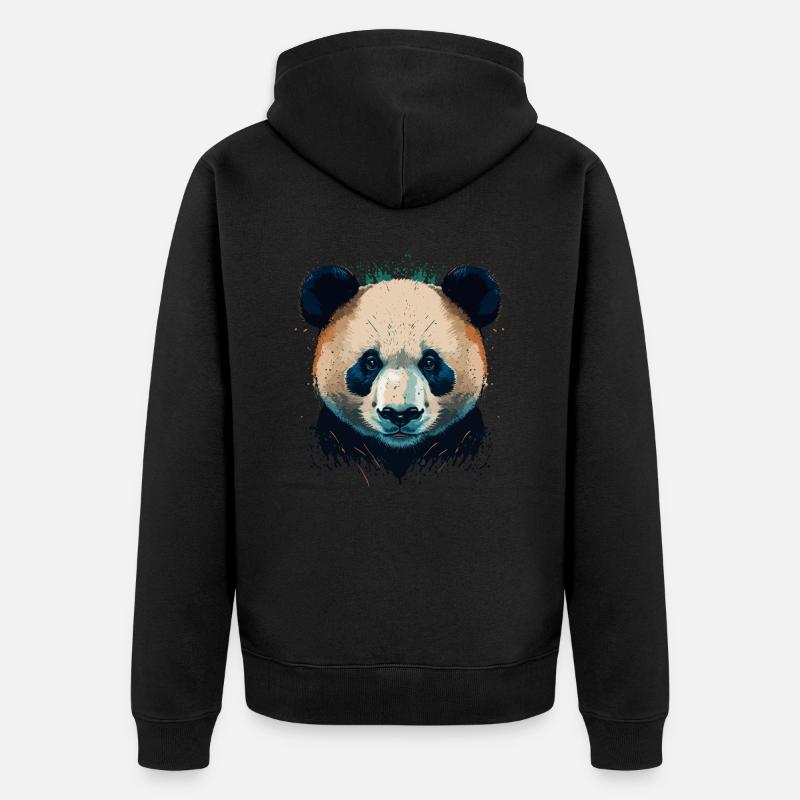 Panda Vous regardant - Veste à capuche bio Premium Unisexe - noir