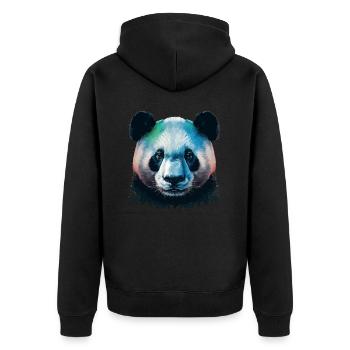 Colored Panda - Unisex Premium Organic Zip Hoodie - black - Back - Nico (187cm)