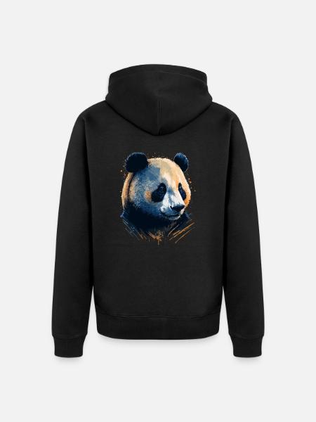 Panda Bär Geschenkidee - Unisex Premium Bio Zip Hoodie - Schwarz