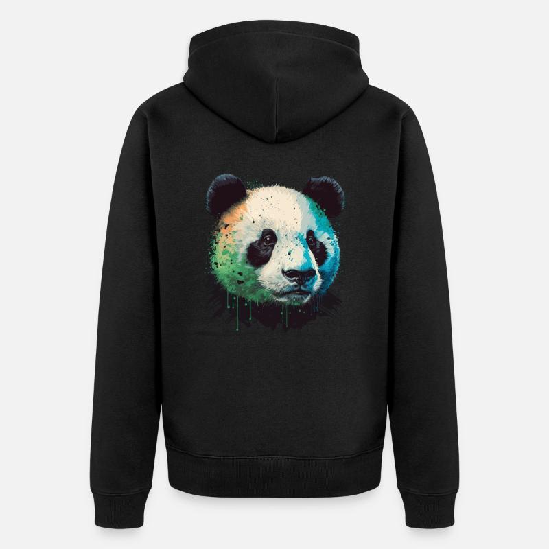 Visage de Panda - Veste à capuche bio Premium Unisexe - noir