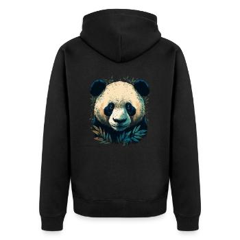 Panda with Bamboo Leaths - Unisex Premium Organic Zip Hoodie - black - Back - Nico (187cm)