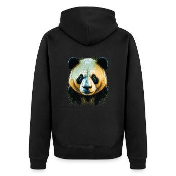 Tête de panda jaune - Veste à capuche bio Premium Unisexe - noir - Dos - Nico (187cm)