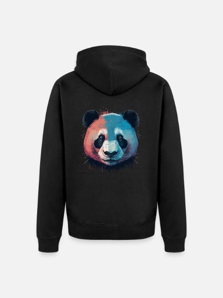 Panda Painting - Unisex Premium Organic Zip Hoodie - black