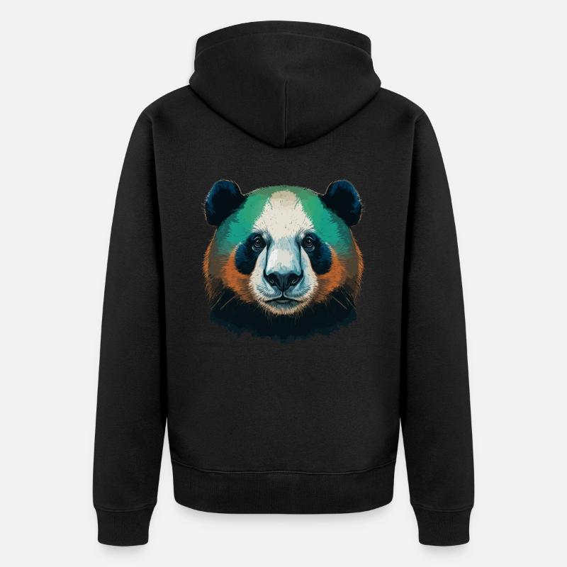 Panda Lover Geschenk - Unisex Premium Bio Zip Hoodie - Schwarz
