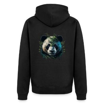 Panda hiding behinde leaths - Unisex Premium Organic Zip Hoodie - black - Back - Nico (187cm)