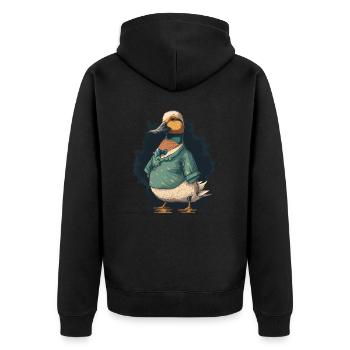 Ente im Hemd - Unisex Premium Bio Zip Hoodie - Schwarz - Hinten - Nico (187cm)