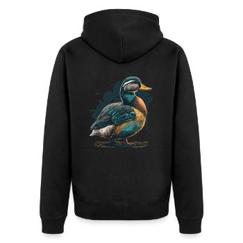 Illustration de canard - Veste à capuche bio Premium Unisexe - noir - Dos - Nico (187cm)