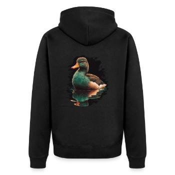 Reflet du canard dans l’eau - Veste à capuche bio Premium Unisexe - noir - Dos - Nico (187cm)