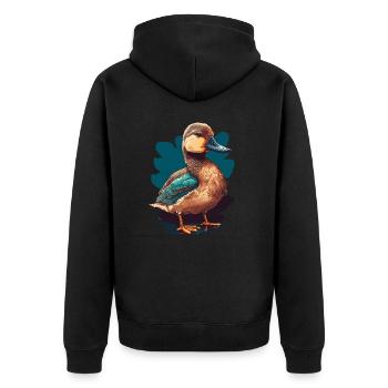 Kleine Ente - Unisex Premium Bio Zip Hoodie - Schwarz - Hinten - Nico (187cm)