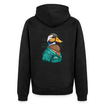 Herzog mit Kleidung - Unisex Premium Bio Zip Hoodie - Schwarz - Hinten - Nico (187cm)