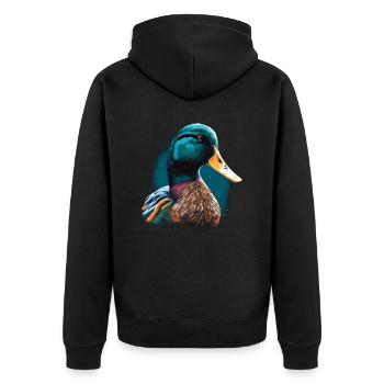 Illustration de tête de canard - Veste à capuche bio Premium Unisexe - noir - Dos - Nico (187cm)