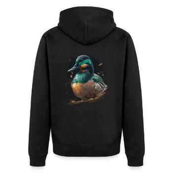 Entenjäger Geschenk - Unisex Premium Bio Zip Hoodie - Schwarz - Hinten - Nico (187cm)