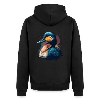 Duck Painting - Unisex Premium Organic Zip Hoodie - black - Back - Nico (187cm)