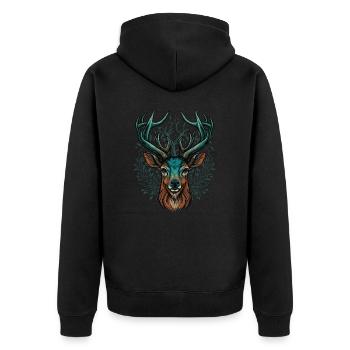 Tête de cerf - Veste à capuche bio Premium Unisexe - noir - Dos - Nico (187cm)