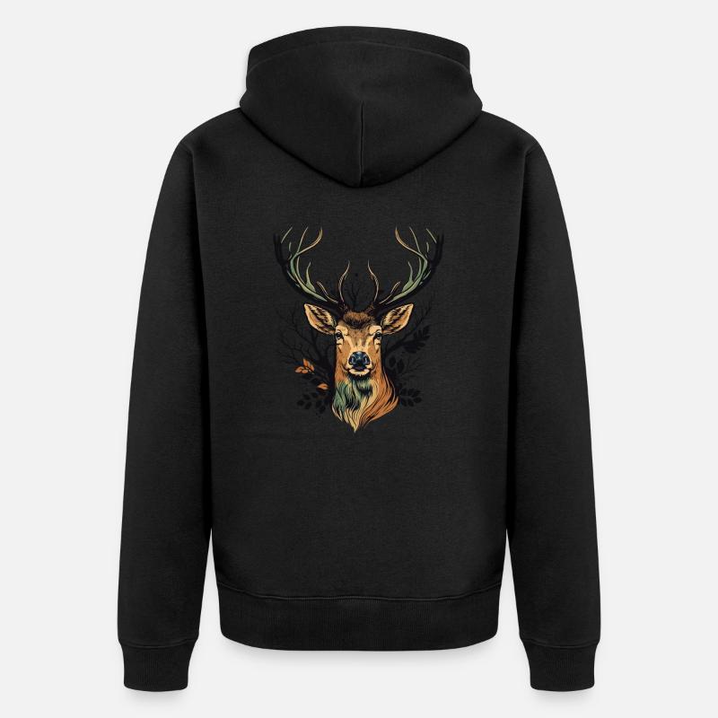 Visage de cerf - Veste à capuche bio Premium Unisexe - noir