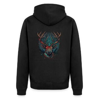 Liebe zu Hirschen - Unisex Premium Bio Zip Hoodie - Schwarz - Hinten - Nico (187cm)