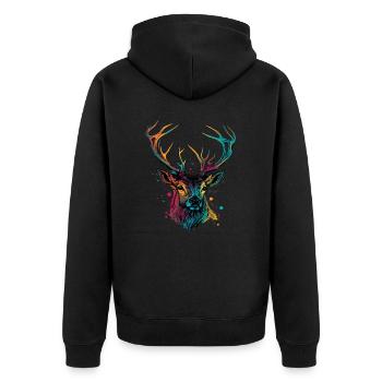 I love Deers - Unisex Premium Organic Zip Hoodie - black - Back - Nico (187cm)