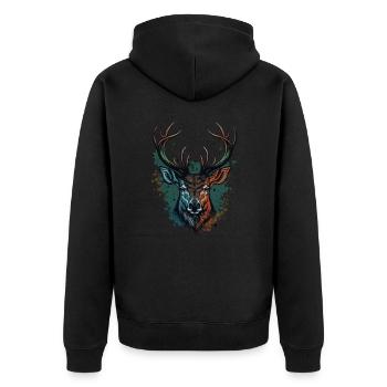 Buck Head - Unisex Premium Organic Zip Hoodie - black - Back - Nico (187cm)