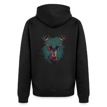 Tête de cerf - Veste à capuche bio Premium Unisexe - noir - Dos - Nico (187cm)
