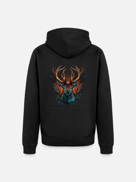 Hirschjagd - Unisex Premium Bio Zip Hoodie - Schwarz