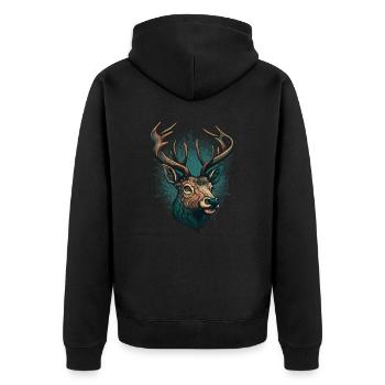 Buck Hunter - Unisex Premium Bio Zip Hoodie - Schwarz - Hinten - Nico (187cm)