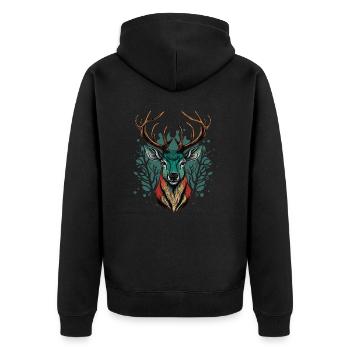 Stag Lover - Unisex Premium Organic Zip Hoodie - black - Back - Nico (187cm)