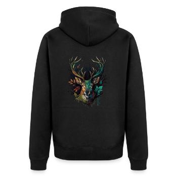 Geweih Liebhaber - Unisex Premium Bio Zip Hoodie - Schwarz - Hinten - Nico (187cm)