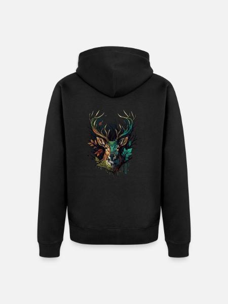 Antlers Lover - Unisex Premium Organic Zip Hoodie - black