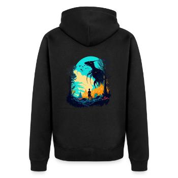 rebellious alien - Unisex Premium Organic Zip Hoodie - black - Back - Nico (187cm)