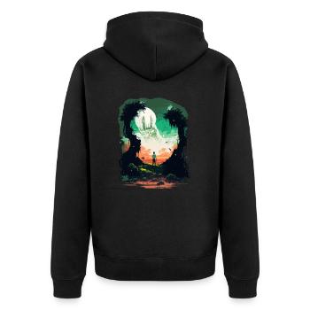 Galaxie - Unisex Premium Bio Zip Hoodie - Schwarz - Hinten - Nico (187cm)