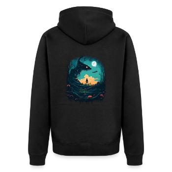 laufend - Unisex Premium Bio Zip Hoodie - Schwarz - Hinten - Nico (187cm)