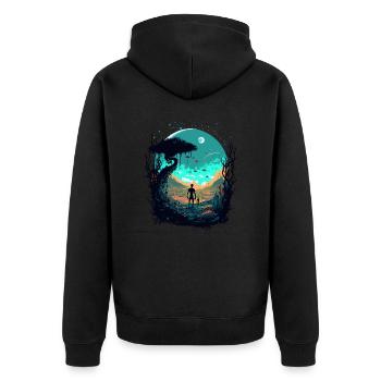 Scifi - Unisex Premium Bio Zip Hoodie - Schwarz - Hinten - Nico (187cm)