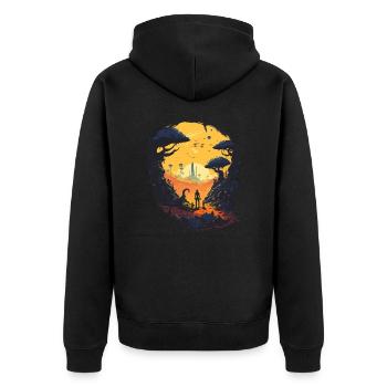 Fremder Frieden - Unisex Premium Bio Zip Hoodie - Schwarz - Hinten - Nico (187cm)