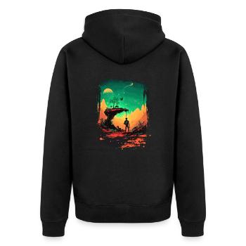Mes œuvres - Veste à capuche bio Premium Unisexe - noir - Dos - Nico (187cm)