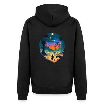 Sci Fi - Unisex Premium Organic Zip Hoodie - black - Back - Nico (187cm)
