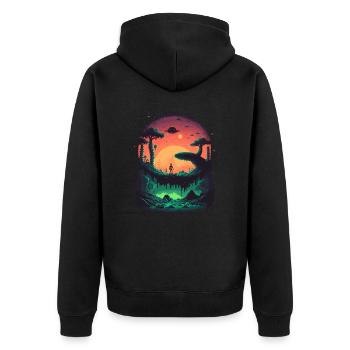 Aliens are Great - Unisex Premium Organic Zip Hoodie - black - Back - Nico (187cm)