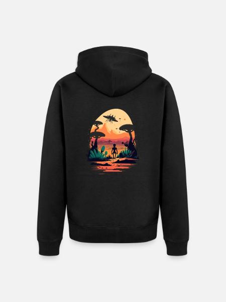 Alien in Alien World - Unisex Premium Organic Zip Hoodie - black