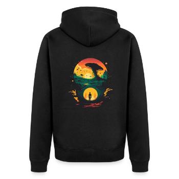 Alien-Portal - Unisex Premium Bio Zip Hoodie - Schwarz - Hinten - Nico (187cm)