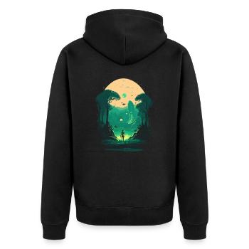 Außerirdischer - Unisex Premium Bio Zip Hoodie - Schwarz - Hinten - Nico (187cm)