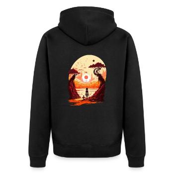 Sci Fi - Unisex Premium Organic Zip Hoodie - black - Back - Nico (187cm)