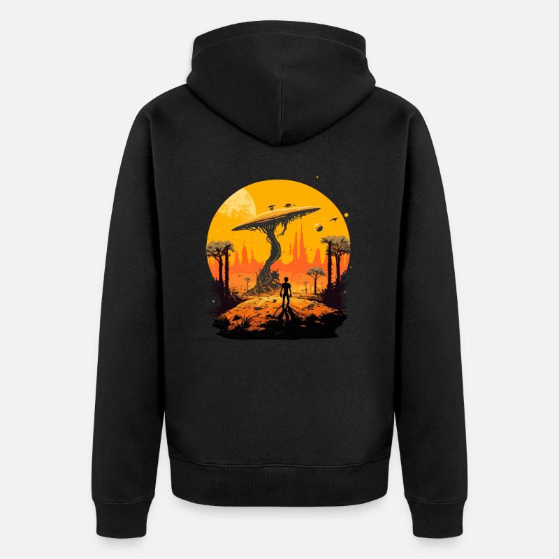 Champignon extraterrestre - Veste à capuche bio Premium Unisexe - noir