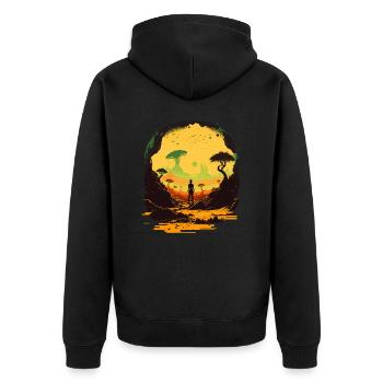 Landscape - Unisex Premium Organic Zip Hoodie - black - Back - Nico (187cm)