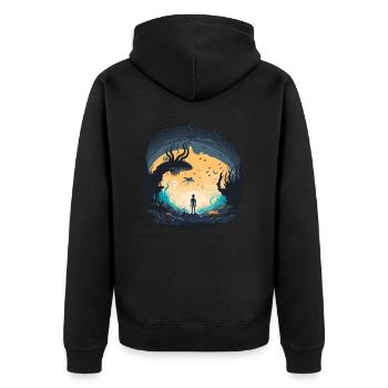 Aliens in the Sky - Unisex Premium Organic Zip Hoodie - black - Back - Nico (187cm)