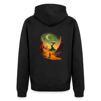 Colorful Alien - Unisex Premium Organic Zip Hoodie - black - Back - Nico (187cm)
