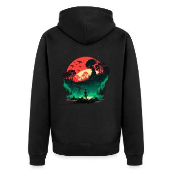 Futuristic World - Unisex Premium Organic Zip Hoodie - black - Back - Nico (187cm)