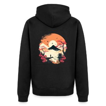 Japanisch - Unisex Premium Bio Zip Hoodie - Schwarz - Hinten - Nico (187cm)
