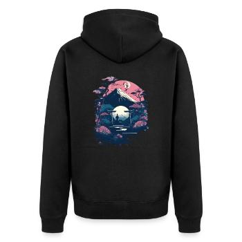 Aisan Artwork - Unisex Premium Organic Zip Hoodie - black - Back - Nico (187cm)