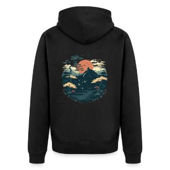 Paysage - Veste à capuche bio Premium Unisexe - noir - Dos - Nico (187cm)