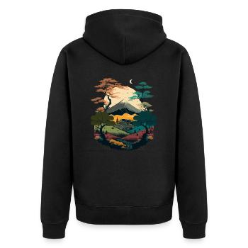 Landscape Illustration - Unisex Premium Organic Zip Hoodie - black - Back - Nico (187cm)