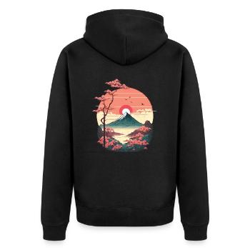 Coucher de soleil sur Montain - Veste à capuche bio Premium Unisexe - noir - Dos - Nico (187cm)